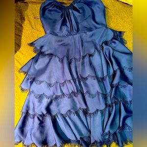 Bright royal blue strapless eyelash Betsey Johnson dress.